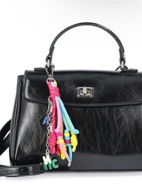 Madden NYC Black Patent Satchel Handbag Y2K Charm Bag
